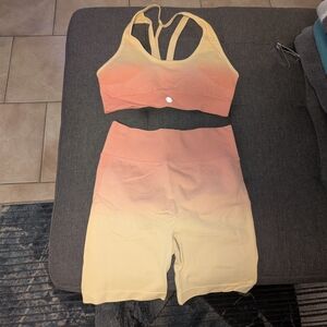 Gradient Sports Bra and Shorts Set